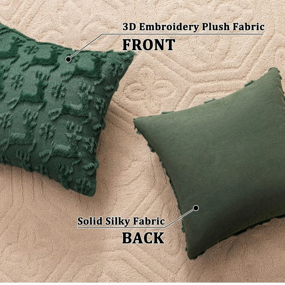 Snowflake and Sleigh christmas Pillow Covers‎ (Green, 20